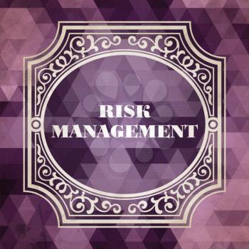 Risk Management Concept. Vintage design. Purple Background made of Triangles.