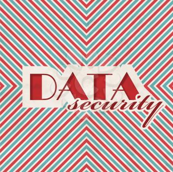 Data Security Concept on Red and Blue Striped Background. Vintage Concept in Flat Design.