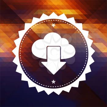 Cloud Concept. Retro label design. Hipster background made of triangles, color flow effect.