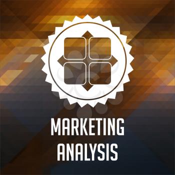 Marketing Analysis Concept. Retro label design. Hipster background made of triangles, color flow effect.