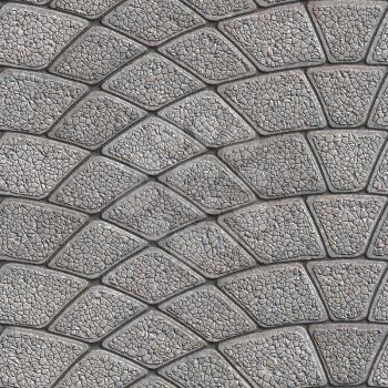 Concrete Gray Granular Pavement Laid as Semicircle. Seamless Tileable Texture.
