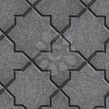 Concrete Gray Pavement in the form of quatrefoils and octagonal stars. Seamless Tileable Texture.