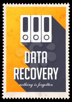 Data Recovery on Yellow Background. Vintage Concept in Flat Design with Long Shadows.