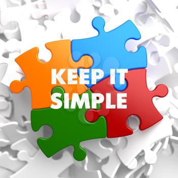 Keep it Simple on Multicolor Puzzle on White Background.