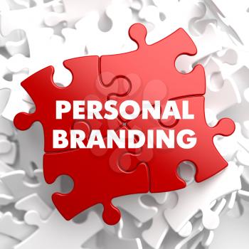 Personal Branding on Red Puzzle on White Background.
