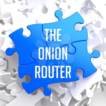 The Onion Router - Blue Puzzle on White Background.
