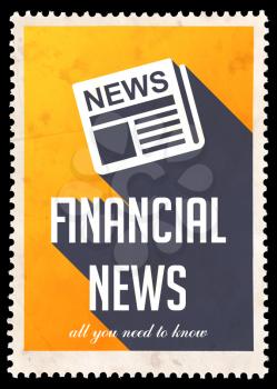 Financial News on Yellow Background. Vintage Concept in Flat Design with Long Shadows.