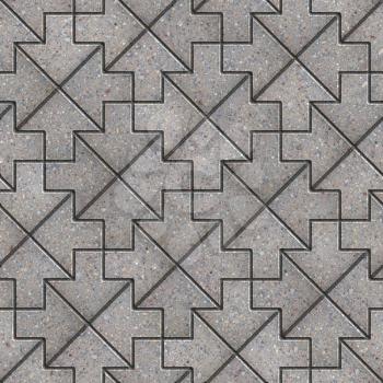 Grey Pavement of Figured Slabs. Seamless Tileable Texture.