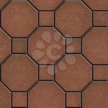 Brown Pavement Consisting of Combined Quadrangle and Octagons, Seamless Tileable Texture.