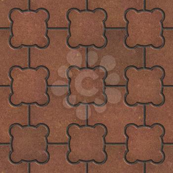 Brown Pavement Consisting of Combined Quadrangle and Quatrefoil, Seamless Tileable Texture.