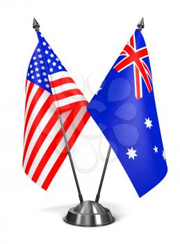 USA and Australia - Miniature Flags Isolated on White Background.