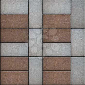 Rectangular Paving Slabs Laid as four Brown Square Inside the Big Gray Square. Seamless Tileable Texture.