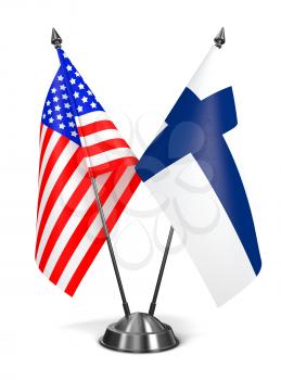 USA and Finland - Miniature Flags Isolated on White Background.