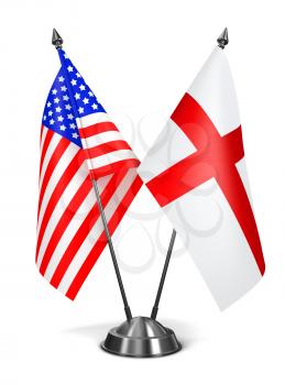 USA and England - Miniature Flags Isolated on White Background.