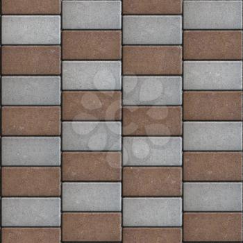 Brown and Grey Rectangular Paving Slabs Chaotically. Seamless Tileable Texture.