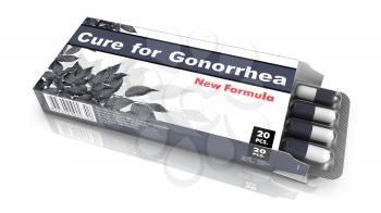 Cure for Gonorrhea - Gray Open Blister Pack Tablets Isolated on White.