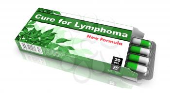 Cure for Lymphoma - Green Open Blister Pack Tablets Isolated on White.