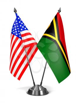 USA and Vanuatu - Miniature Flags Isolated on White Background.