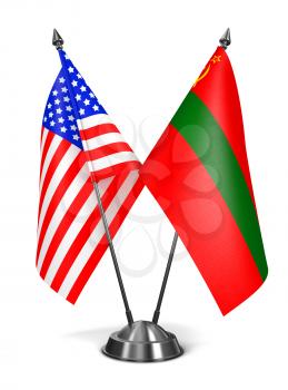 USA and Transnistria - Miniature Flags Isolated on White Background.