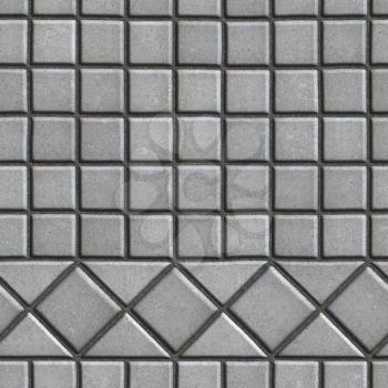 Grey Pave Slabs in the Form of Small Squares and Triangles. Seamless Tileable Texture.