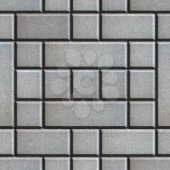 Gray Figured Paving Slabs as Rectangles and Squares. Seamless Tileable Texture.