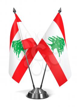 Royalty Free Clipart Image of Two Labanon Miniature Flags