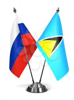 Royalty Free Clipart Image of Russia and Saint Lucia Miniature Flags