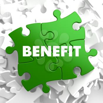 Royalty Free Clipart Image of Benefit Text on Puzzle Pieces