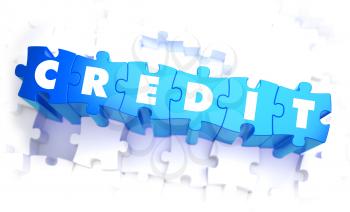 Royalty Free Clipart Image of Credit Text on Puzzle Pieces