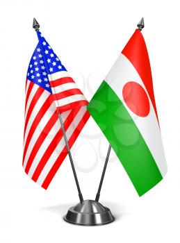 Royalty Free Clipart Image of USA and Niger Miniature Flags