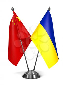 Royalty Free Clipart Image of China and Ukraine Miniature Flags