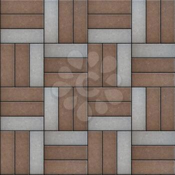 Brown and Gray Rectangles Paved. Crosshair Inside the Squares. Seamless Tileable Texture.