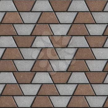 Brown-Gray Paving Slabs in the Form Trapezoids. Seamless Tileable Texture.