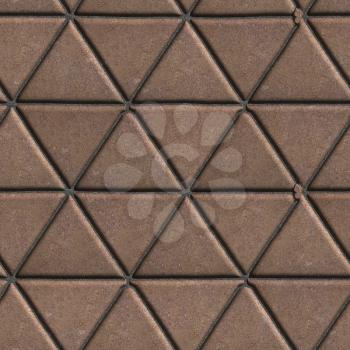 Paving Slabs Brown Pattern of Small Triangles. Seamless Tileable Texture.