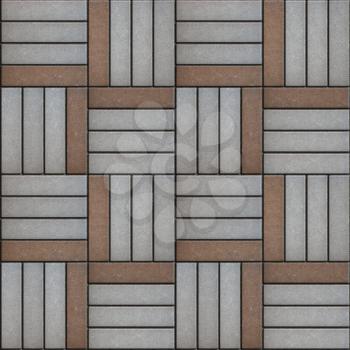 Gray and Brown Rectangle Laid in Form of Weaving. Seamless Tileable Texture.