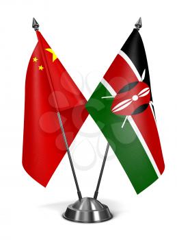 China and Kenya - Miniature Flags Isolated on White Background.