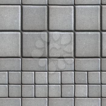 Gray Paving Slabs Lined with Squares of Different Value and Rectangles. Seamless Tileable Texture.