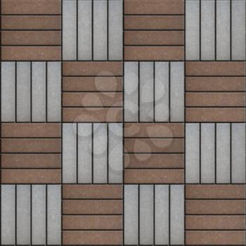Brown and Gray Pavement Rectangle Laid in Chequerwise. Seamless Tileable Texture.