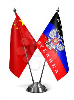 China and DNR - Miniature Flags Isolated on White Background.