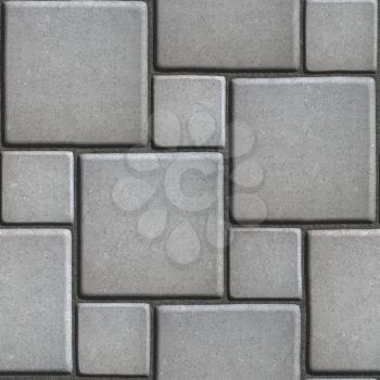 Concrete Gray Figured Pavement of Large and Small Squares. Seamless Tileable Texture.