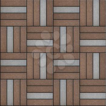Brown and Gray Pavement Rectangle Laid in Form of Weaving. Seamless Tileable Texture.