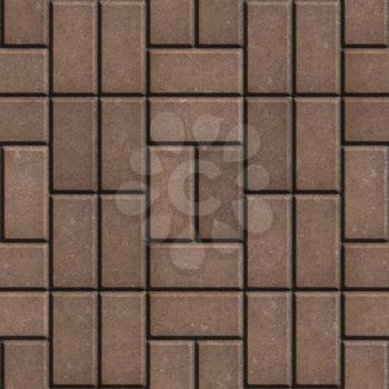 Brown Pave Slabs Rectangles Laid out in a Chaotic Manner. Seamless Tileable Texture.