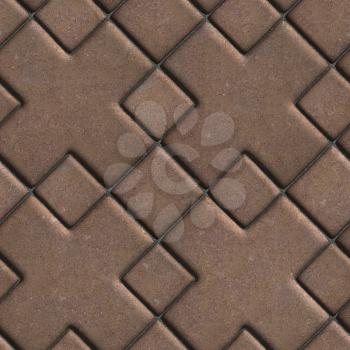 Brown Paving  Slabs with a Cross in the Center. Seamless Tileable Texture.