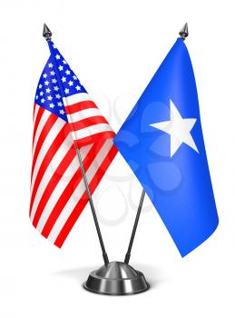 USA and Somalia - Miniature Flags Isolated on White Background.