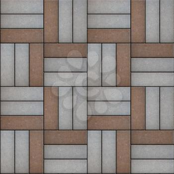 Gray and Brown Paving of Geometric Shapes. Seamless Tileable Texture.