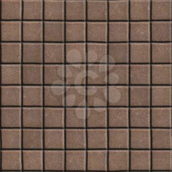 Brown Paving Slabs of Small Squares. Seamless Tileable Texture.