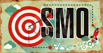 SMO - Social Media Optimization - Word Drawn on Old Poster. Business Concept in Flat Design.