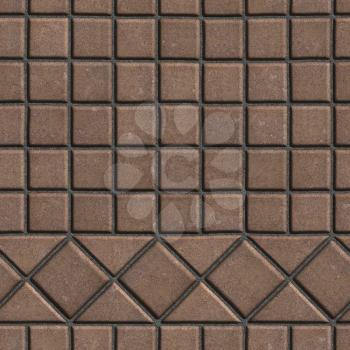 Brown Pave Slabs in the Form of Small Squares and Triangles. Seamless Tileable Texture.