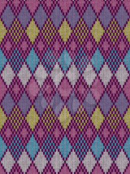 Style Seamless Knitted Pattern.Blue Pink Yellow Color Illustration from my large Collection of Samples of knitted Fabrics