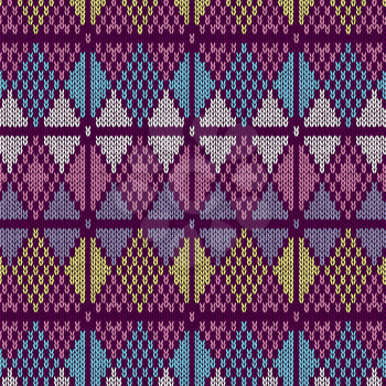 Style Seamless Knitted Pattern.Blue Pink Yellow Color Illustration